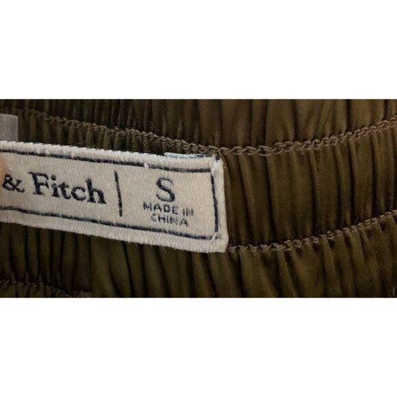 Abercrombie & Fitch Olive Green Satin Track Pants Polyester & Elastane Small - Picture 4 of 10